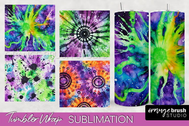 Halloween Tie Dye Tumbler Wrap, Tie Dye Tumbler Sublimation Sublimation OrangeBrushStudio 