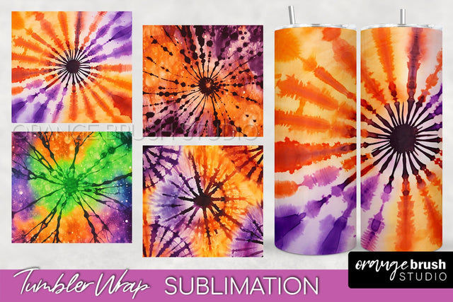 Halloween Tie Dye Tumbler Wrap, Tie Dye Tumbler Sublimation Sublimation OrangeBrushStudio 