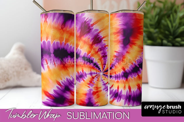 Halloween Tie Dye Tumbler Wrap, Tie Dye Tumbler Sublimation Sublimation OrangeBrushStudio 