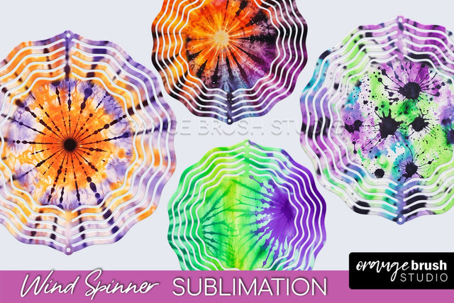 Halloween Tie Dye Wind Spinner Sublimation Design Sublimation OrangeBrushStudio 