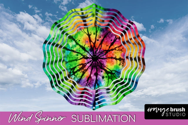 Halloween Tie Dye Wind Spinner Sublimation Design Sublimation OrangeBrushStudio 