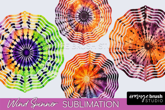Halloween Tie Dye Wind Spinner Sublimation Design Sublimation OrangeBrushStudio 