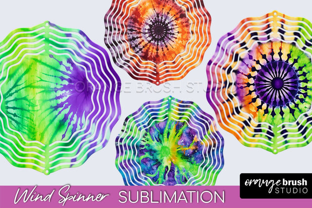 Halloween Tie Dye Wind Spinner Sublimation Design Sublimation OrangeBrushStudio 