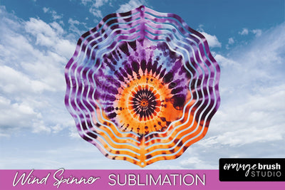 Halloween Tie Dye Wind Spinner Sublimation Design Sublimation OrangeBrushStudio 