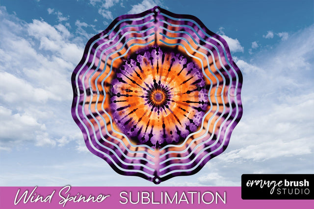 Halloween Tie Dye Wind Spinner Sublimation Design Sublimation OrangeBrushStudio 