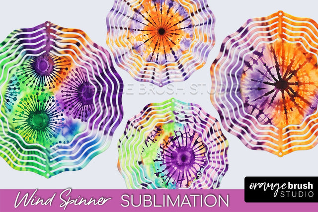 Halloween Tie Dye Wind Spinner Sublimation Design Sublimation OrangeBrushStudio 