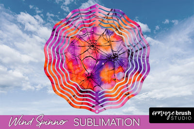 Halloween Tie Dye Wind Spinner Sublimation Design Sublimation OrangeBrushStudio 