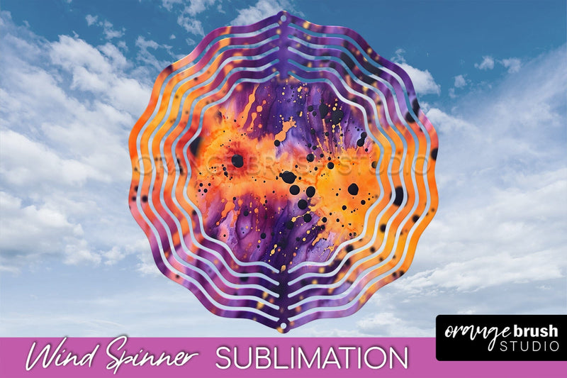 Halloween Tie Dye Wind Spinner Sublimation Design Sublimation OrangeBrushStudio 