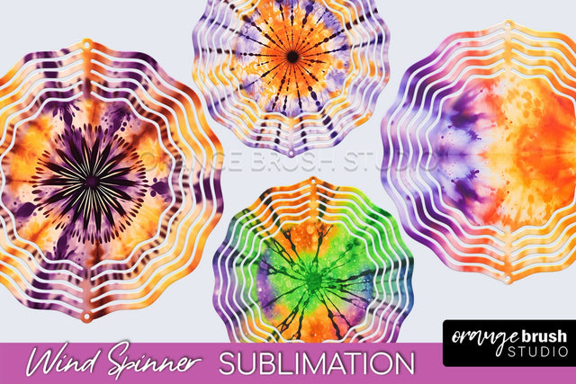 Halloween Tie Dye Wind Spinner Sublimation Design Sublimation OrangeBrushStudio 