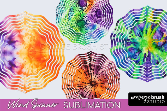 Halloween Tie Dye Wind Spinner Sublimation Design Sublimation OrangeBrushStudio 