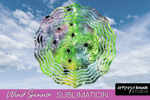 Halloween Tie Dye Wind Spinner Sublimation Design Sublimation OrangeBrushStudio 