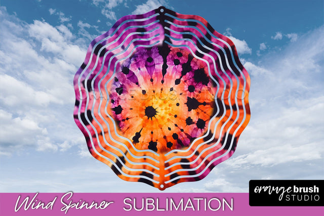Halloween Tie Dye Wind Spinner Sublimation Design Sublimation OrangeBrushStudio 