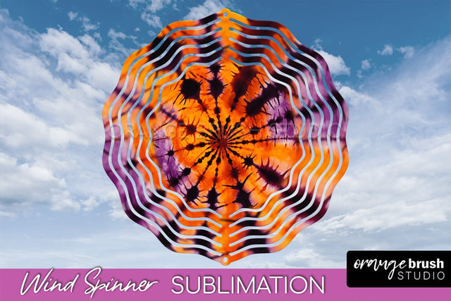 Halloween Tie Dye Wind Spinner Sublimation Design Sublimation OrangeBrushStudio 