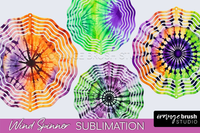 Halloween Tie Dye Wind Spinner Sublimation Design Sublimation OrangeBrushStudio 
