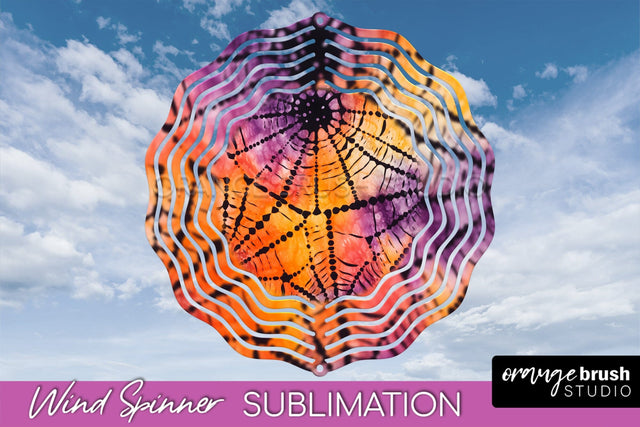 Halloween Tie Dye Wind Spinner Sublimation Design Sublimation OrangeBrushStudio 