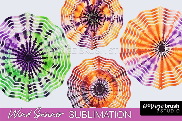 Halloween Tie Dye Wind Spinner Sublimation Design Sublimation OrangeBrushStudio 