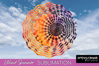 Halloween Tie Dye Wind Spinner Sublimation Design Sublimation OrangeBrushStudio 