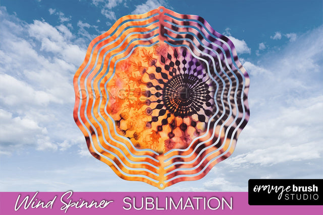 Halloween Tie Dye Wind Spinner Sublimation Design Sublimation OrangeBrushStudio 