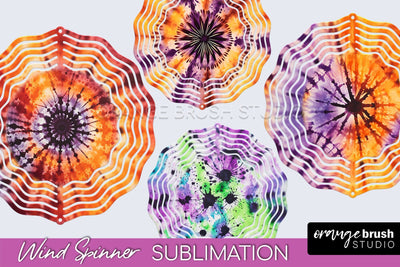 Halloween Tie Dye Wind Spinner Sublimation Design Sublimation OrangeBrushStudio 