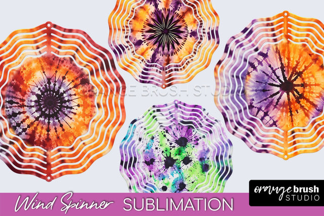 Halloween Tie Dye Wind Spinner Sublimation Design Sublimation OrangeBrushStudio 