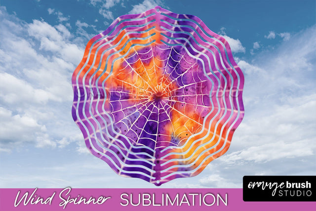 Halloween Tie Dye Wind Spinner Sublimation Design Sublimation OrangeBrushStudio 