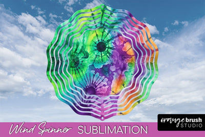 Halloween Tie Dye Wind Spinner Sublimation Design Sublimation OrangeBrushStudio 