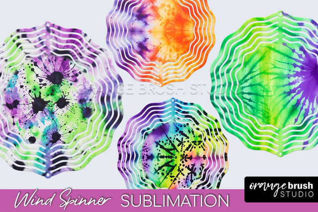 Halloween Tie Dye Wind Spinner Sublimation Design Sublimation OrangeBrushStudio 