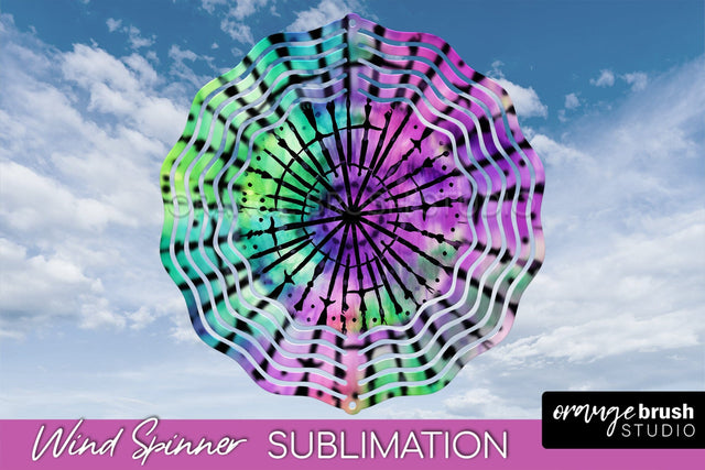 Halloween Tie Dye Wind Spinner Sublimation Design Sublimation OrangeBrushStudio 