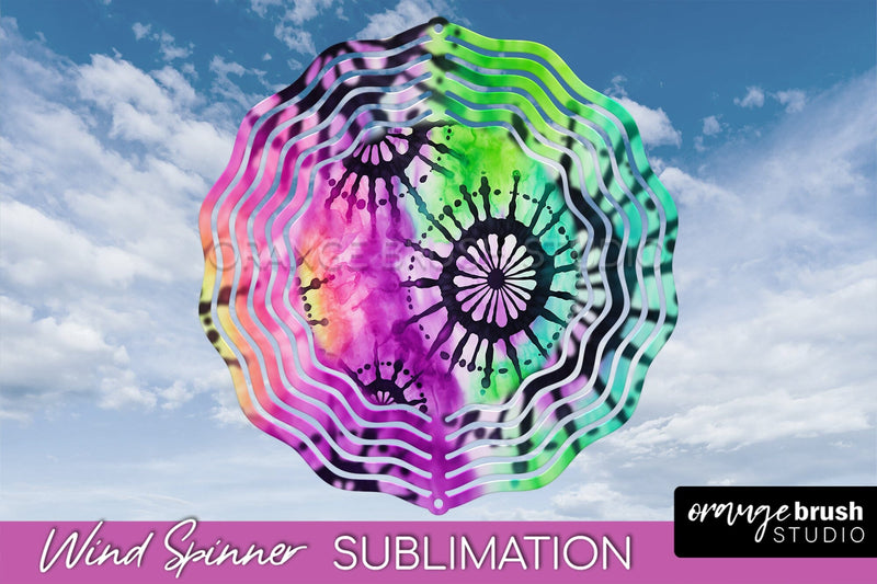Halloween Tie Dye Wind Spinner Sublimation Design Sublimation OrangeBrushStudio 
