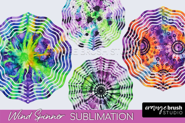 Halloween Tie Dye Wind Spinner Sublimation Design Sublimation OrangeBrushStudio 
