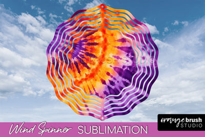 Halloween Tie Dye Wind Spinner Sublimation Design Sublimation OrangeBrushStudio 