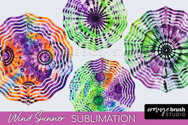 Halloween Tie Dye Wind Spinner Sublimation Design Sublimation OrangeBrushStudio 