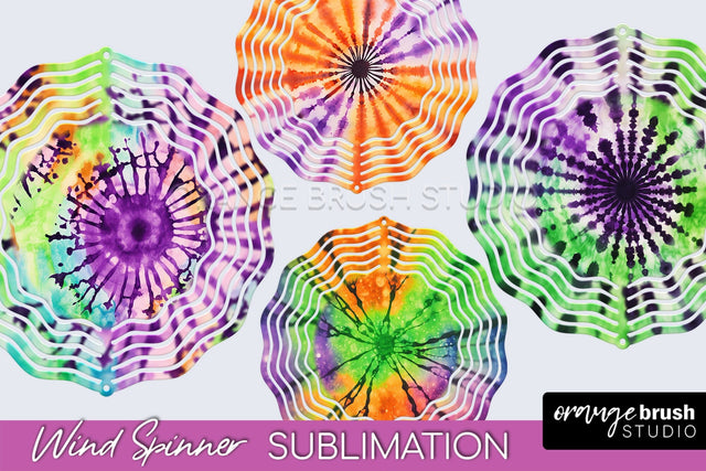 Halloween Tie Dye Wind Spinner Sublimation Design Sublimation OrangeBrushStudio 