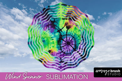Halloween Tie Dye Wind Spinner Sublimation Design Sublimation OrangeBrushStudio 
