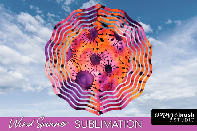 Halloween Tie Dye Wind Spinner Sublimation Design Sublimation OrangeBrushStudio 