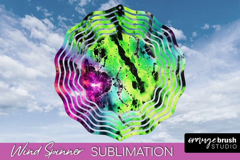 Halloween Tie Dye Wind Spinner Sublimation Design Sublimation OrangeBrushStudio 