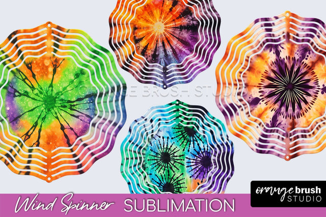 Halloween Tie Dye Wind Spinner Sublimation Design Sublimation OrangeBrushStudio 