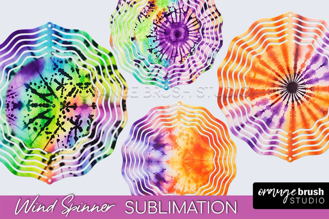 Halloween Tie Dye Wind Spinner Sublimation Design Sublimation OrangeBrushStudio 