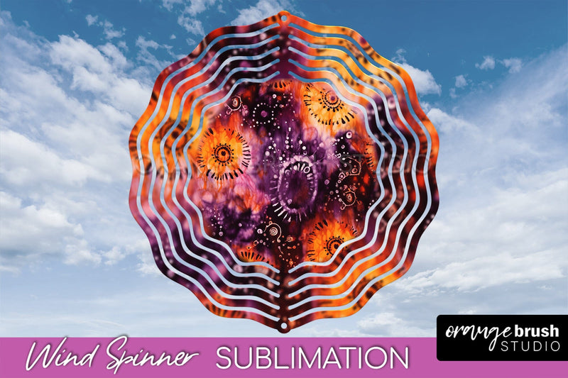 Halloween Tie Dye Wind Spinner Sublimation Design Sublimation OrangeBrushStudio 