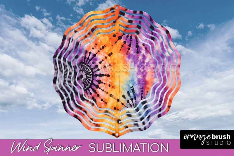 Halloween Tie Dye Wind Spinner Sublimation Design Sublimation OrangeBrushStudio 