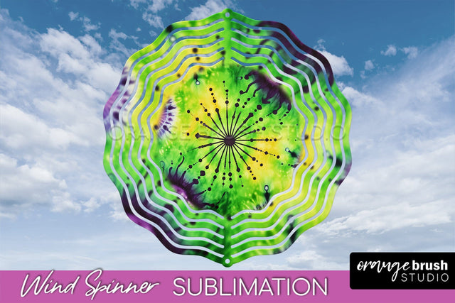 Halloween Tie Dye Wind Spinner Sublimation Design Sublimation OrangeBrushStudio 