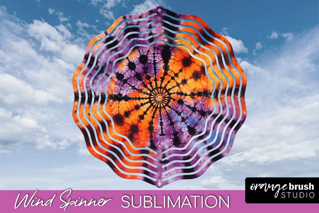 Halloween Tie Dye Wind Spinner Sublimation Design Sublimation OrangeBrushStudio 