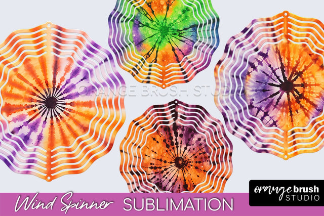 Halloween Tie Dye Wind Spinner Sublimation Design Sublimation OrangeBrushStudio 