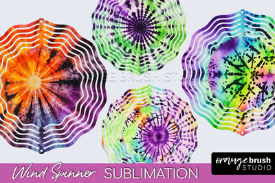 Halloween Tie Dye Wind Spinner Sublimation Design Sublimation OrangeBrushStudio 