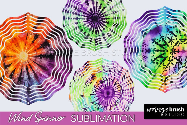 Halloween Tie Dye Wind Spinner Sublimation Design Sublimation OrangeBrushStudio 