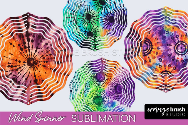 Halloween Tie Dye Wind Spinner Sublimation Design Sublimation OrangeBrushStudio 