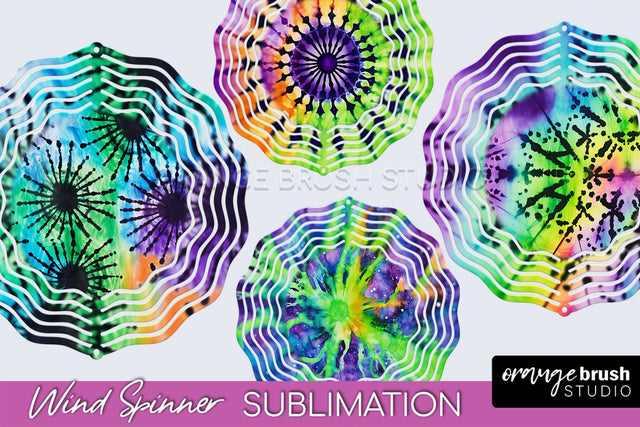Halloween Tie Dye Wind Spinner Sublimation Design Sublimation OrangeBrushStudio 