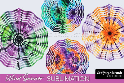 Halloween Tie Dye Wind Spinner Sublimation Design Sublimation OrangeBrushStudio 