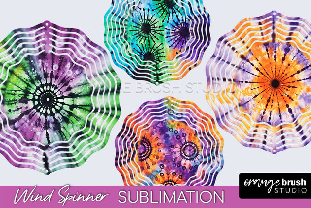 Halloween Tie Dye Wind Spinner Sublimation Design Sublimation OrangeBrushStudio 