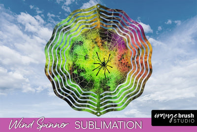 Halloween Tie Dye Wind Spinner Sublimation Design Sublimation OrangeBrushStudio 
